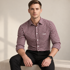 Maroon Gingham Check Shirt | Smart Casual | Presence Fit
