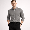Grey Slub Dobby Premium Shirt | Smart Casual Textured Cotton | Presence Fit