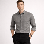 Grey Slub Dobby Premium Shirt | Smart Casual Textured Cotton | Presence Fit