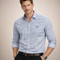 Light Blue Geometric Oxford Print Shirt | Premium Smart Casual | Presence Fit