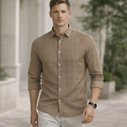 Taupe Brown Slub Dobby Premium Shirt | Smart Casual | Signature Presence Fit