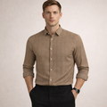 Taupe Brown Slub Dobby Premium Shirt | Smart Casual | Signature Presence Fit