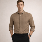 Taupe Brown Slub Dobby Premium Shirt | Smart Casual | Signature Presence Fit