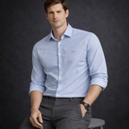 Sky Blue Premium Linen Blend Shirt | Smart Casual Long Sleeve | Presence Fit