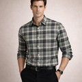 Sage Green & Grey Plaid Premium Oxford Shirt | Smart Casual Checked Pattern | Presence Fit