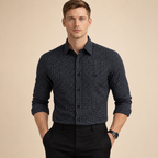 Black Micro Grid Check Shirt | Smart Casual | Presence Fit