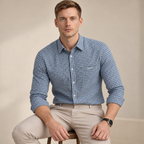 Slate Blue Gingham Check Shirt | Smart Casual | Presence Fit