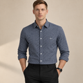 Navy Blue Gingham Check Shirt | Smart Casual | Presence Fit
