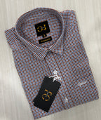 Rust & Blue Checkered Shirt | Smart Casual | Presence Fit
