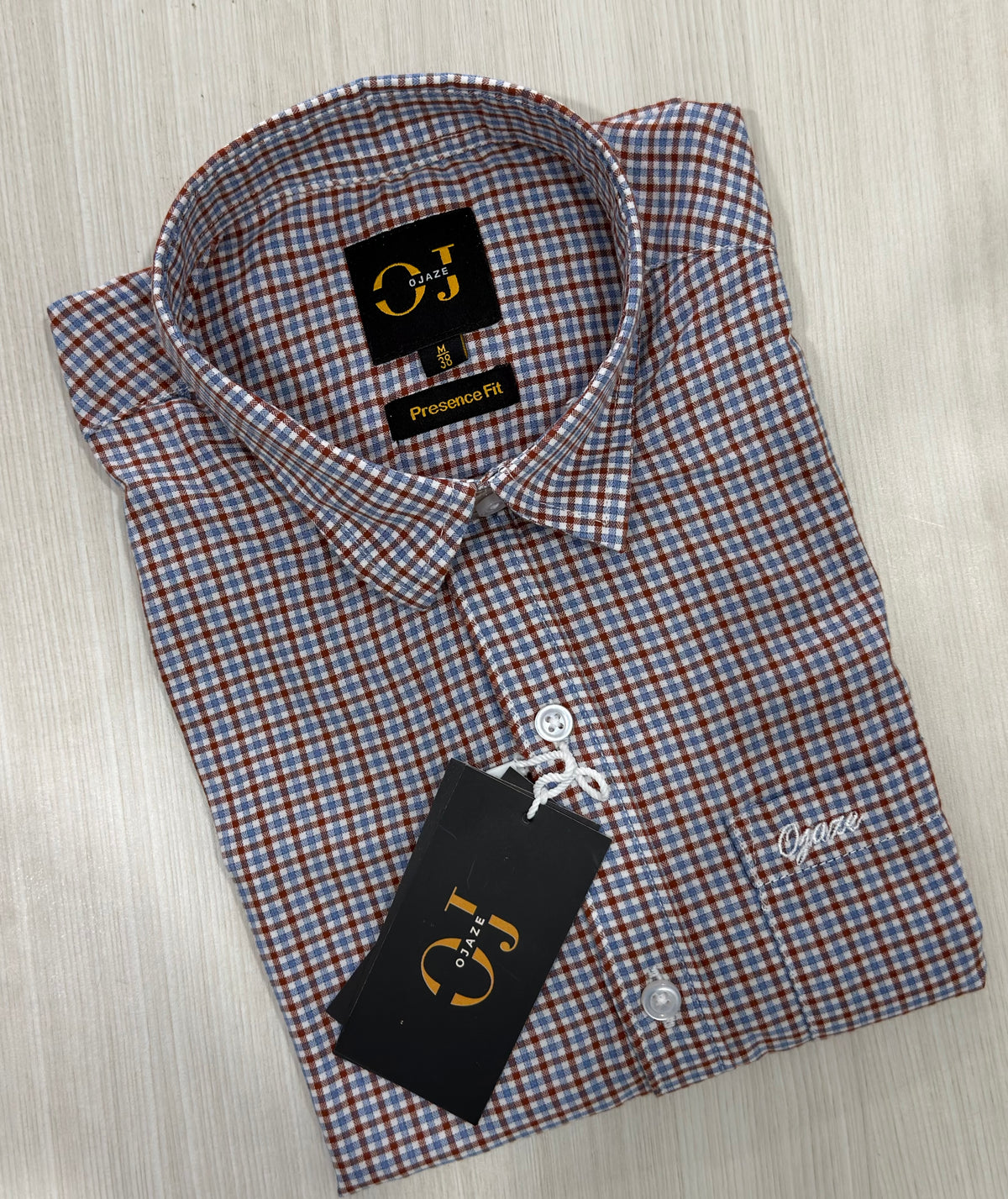 Rust & Blue Checkered Shirt | Smart Casual | Presence Fit