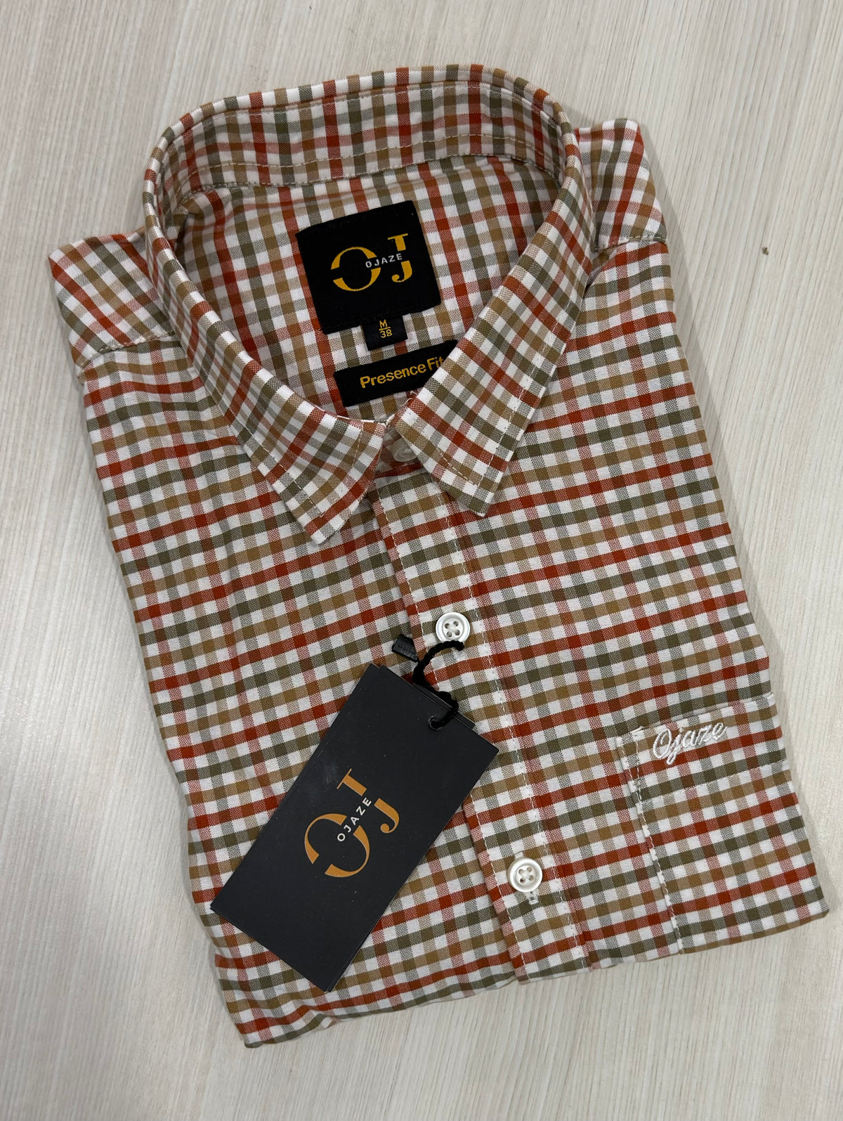 Rust & Olive Checkered Shirt | Smart Casual | Presence Fit