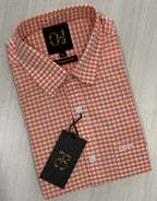 Peach & White Box Checkered Shirt | Smart Casual | Presence Fit