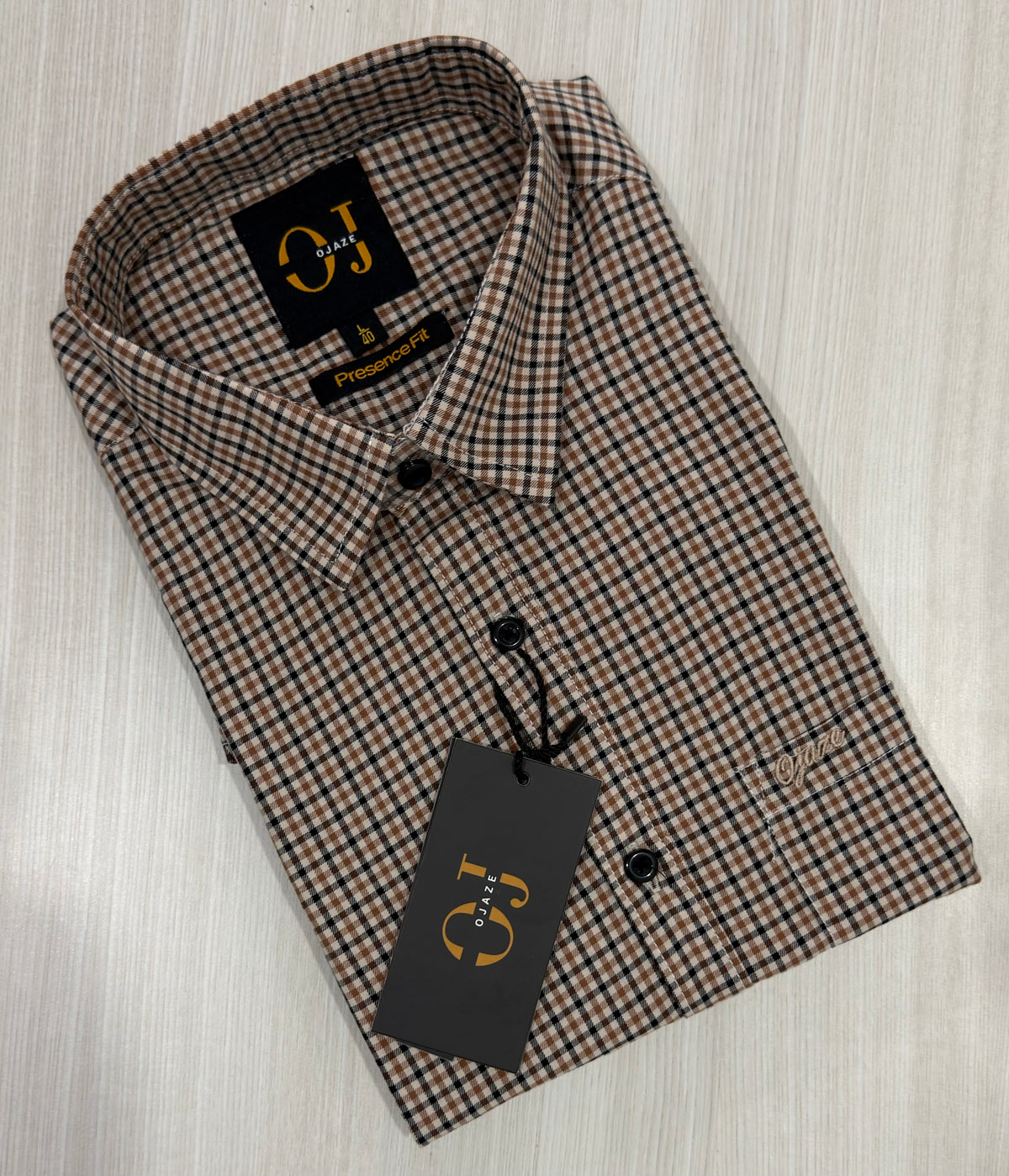 Brown & Black Micro Check Shirt  | Smart Casual | Presence Fit