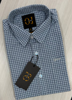 Slate Blue Gingham Check Shirt | Smart Casual | Presence Fit
