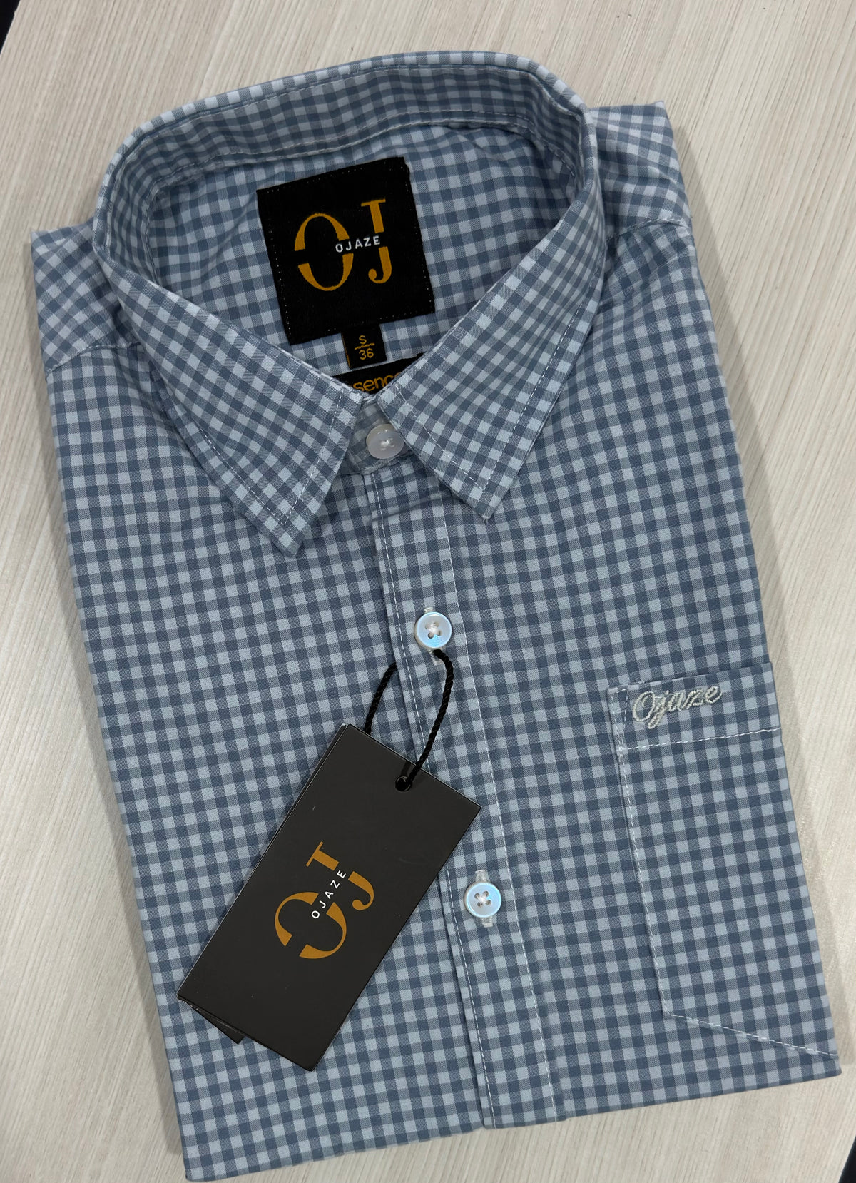 Slate Blue Gingham Check Shirt | Smart Casual | Presence Fit