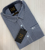 Navy Blue Gingham Check Shirt | Smart Casual | Presence Fit