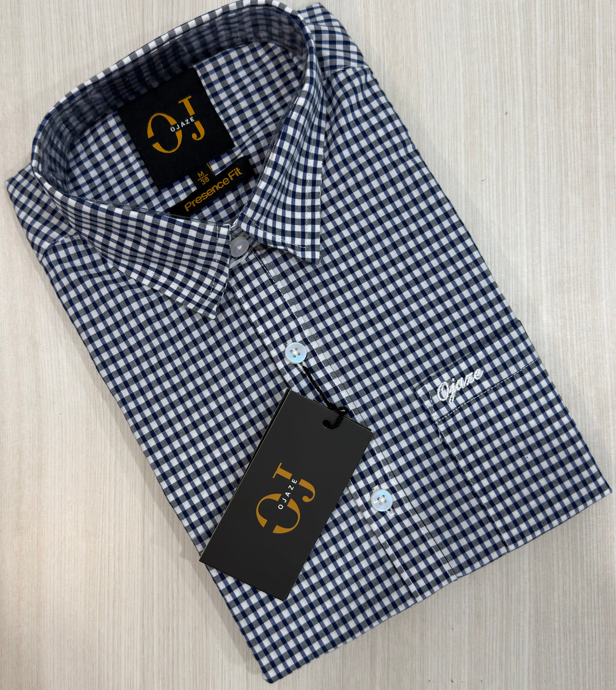 Navy Blue Gingham Check Shirt | Smart Casual | Presence Fit