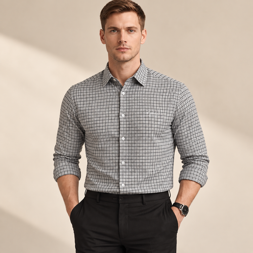 Black & White Graph Check Shirt – Smart Casual Presence Fit