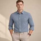 Slate Blue Gingham Check Shirt | Smart Casual | Presence Fit