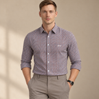 Rust & Blue Checkered Shirt | Smart Casual | Presence Fit