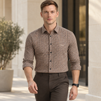 Brown & Black Micro Check Shirt  | Smart Casual | Presence Fit