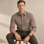 Brown & Black Micro Check Shirt  | Smart Casual | Presence Fit