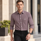 Maroon Gingham Check Shirt | Smart Casual | Presence Fit