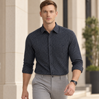 Black Micro Grid Check Shirt | Smart Casual | Presence Fit